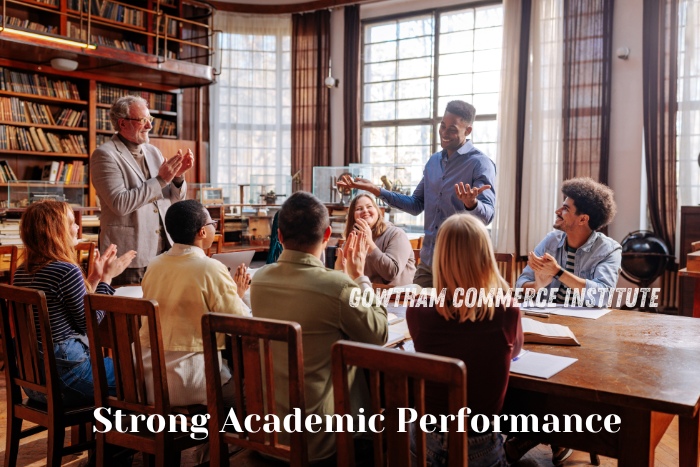 Students celebrating strong academic performance in a classroom at Gowtham Commerce Institute, Peelamedu, Coimbatore. Highlighting the institute's commitment to excellence in CA and CMA coaching